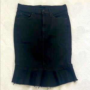 Mother Cha-Cha Black Denim Skirt Fray Hem Ruffle Size 26